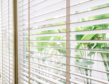 Selective focus point on Blinds window decoration in livingroom interior - Vintage Light Filter